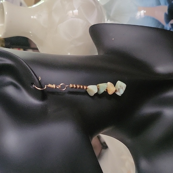 Jewelry - Green Aventurine chip rose gold earrings💫